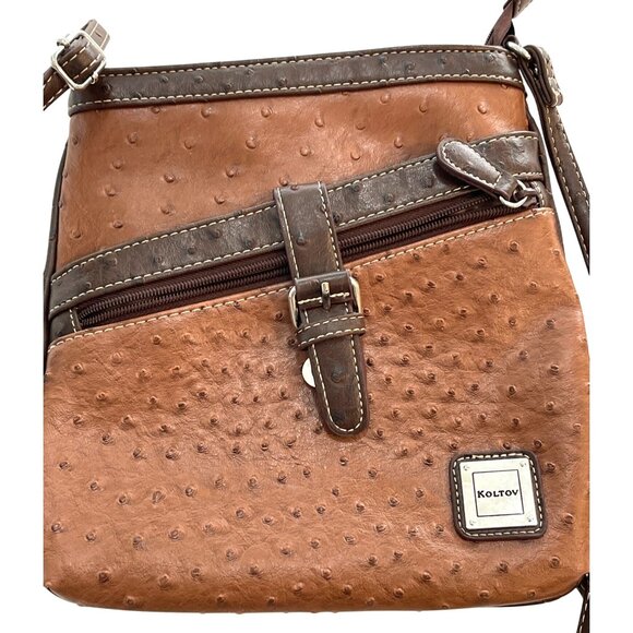Brown Purse Crossbody Shoulder Bag Small Handbag Faux Ostrich Organizer Pockets - Picture 3 of 9